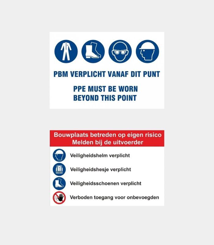 Bouwplaats borden type F en C