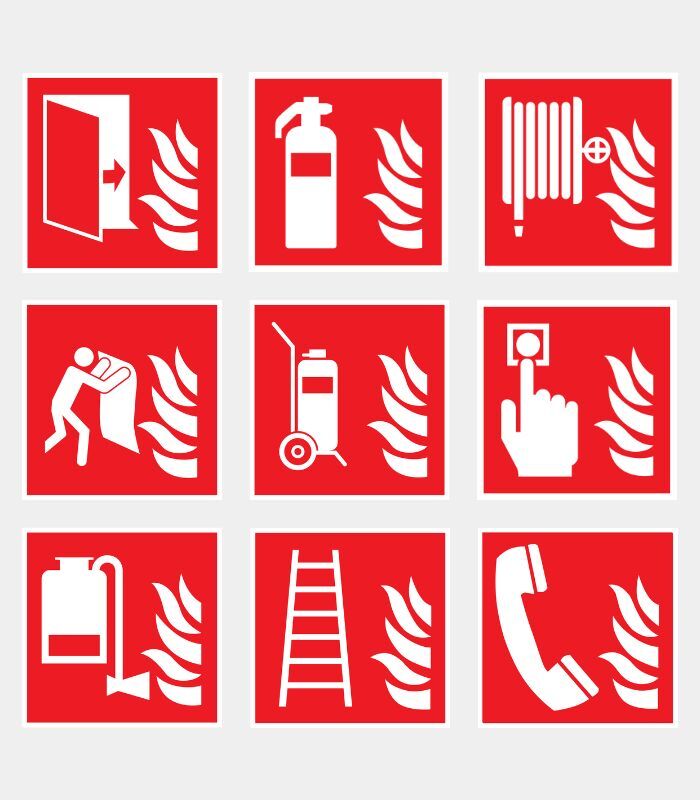 Een aantal van de brandpictogrammen